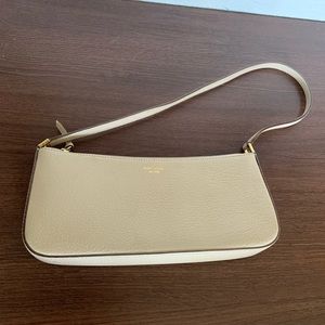 Kate Spade New York Cream Genuine Leather Baguette Shoulder Bag Made in Italy